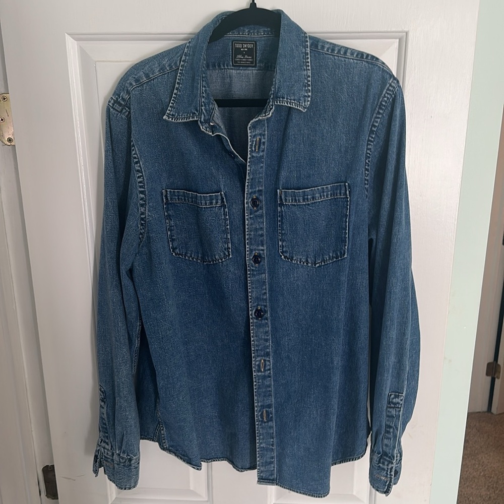 Todd Snyder Blue Casual Button Down Shirt - Picture 3 of 5